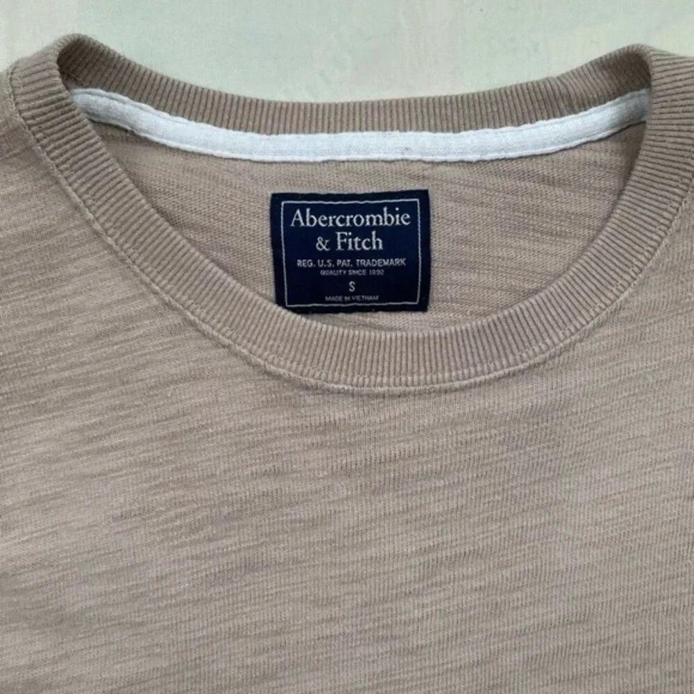 Abercrombie&Fitch Men’s Lightweight Sweater Sz S Tan White Colorblock